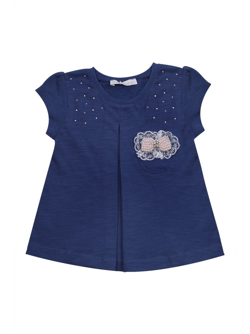 Bluza fetita cu fundita, bleumarin NDZ37096 - Magazin online - Boutique